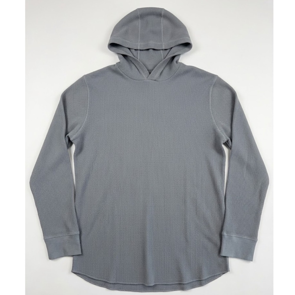 Vince Mens XL Waffle Knit Pullover Hoodie Blue Grey MX4799832A NWT